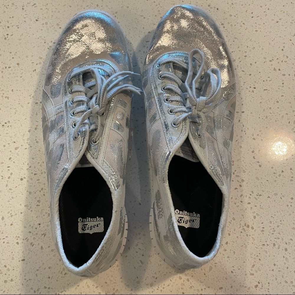 Ontisuka Tiger (ASICS) Shoes White Suede Silver Foil Mens 11.5 EUC
